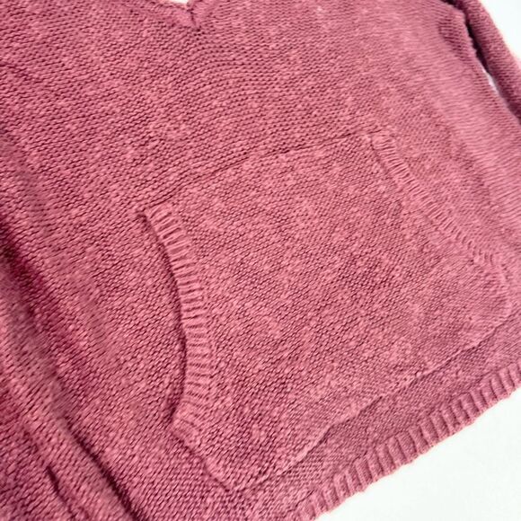 Roxy Hang With Me Sweater Womens Small Burgundy Open Knit Pullover Hooded - Picture 3 of 11